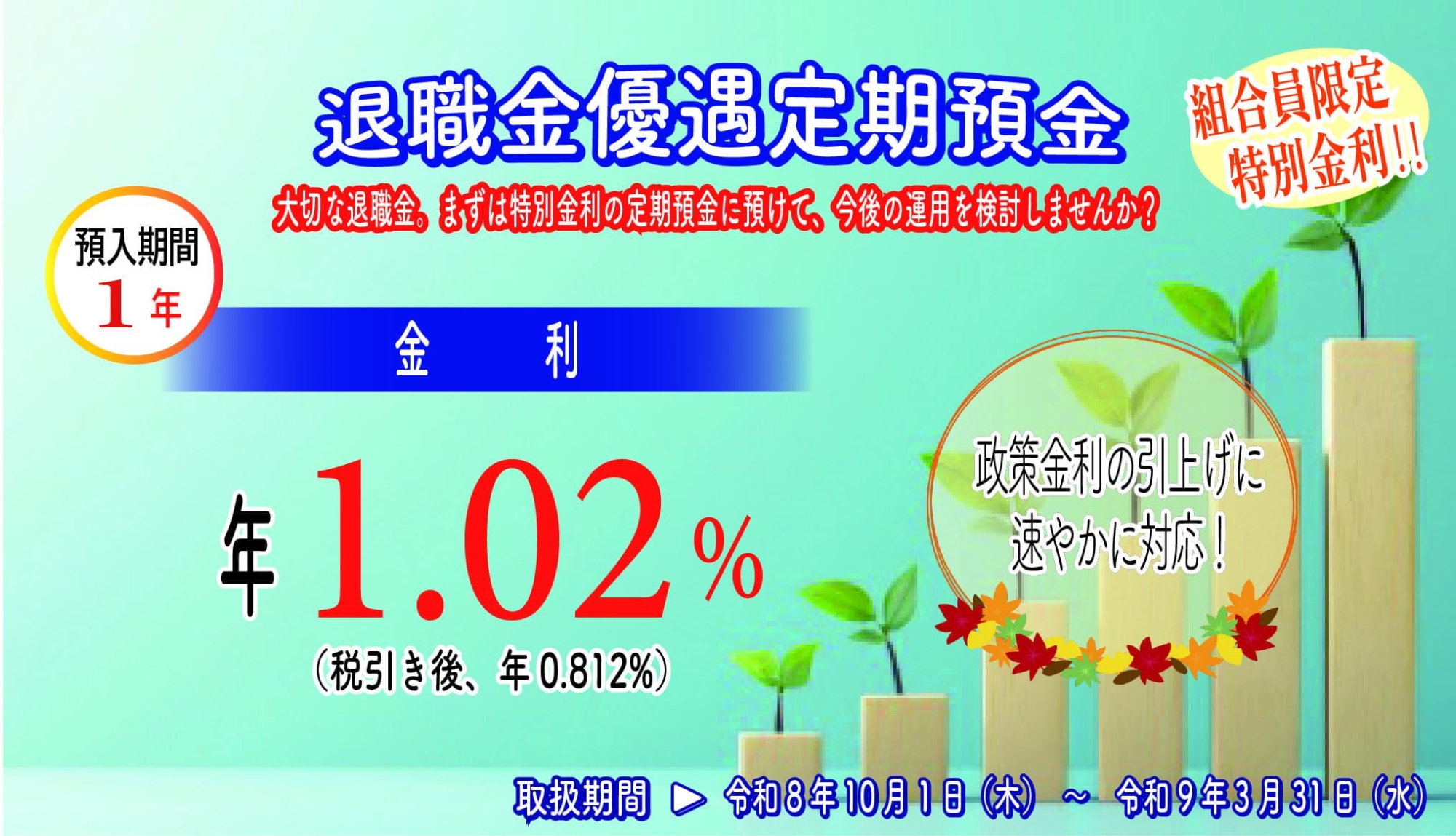 退職金優遇定期預金　金利変更